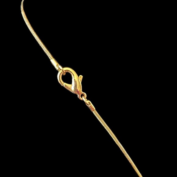 Vintage Women’s Gold Tone Enamel Pendant Coastal Blue Retro Chic Snake Chain 24” - Picture 6 of 7